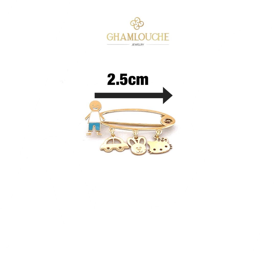 18K Gold Multi-Shape Kid’s Boy Pin with Enamel