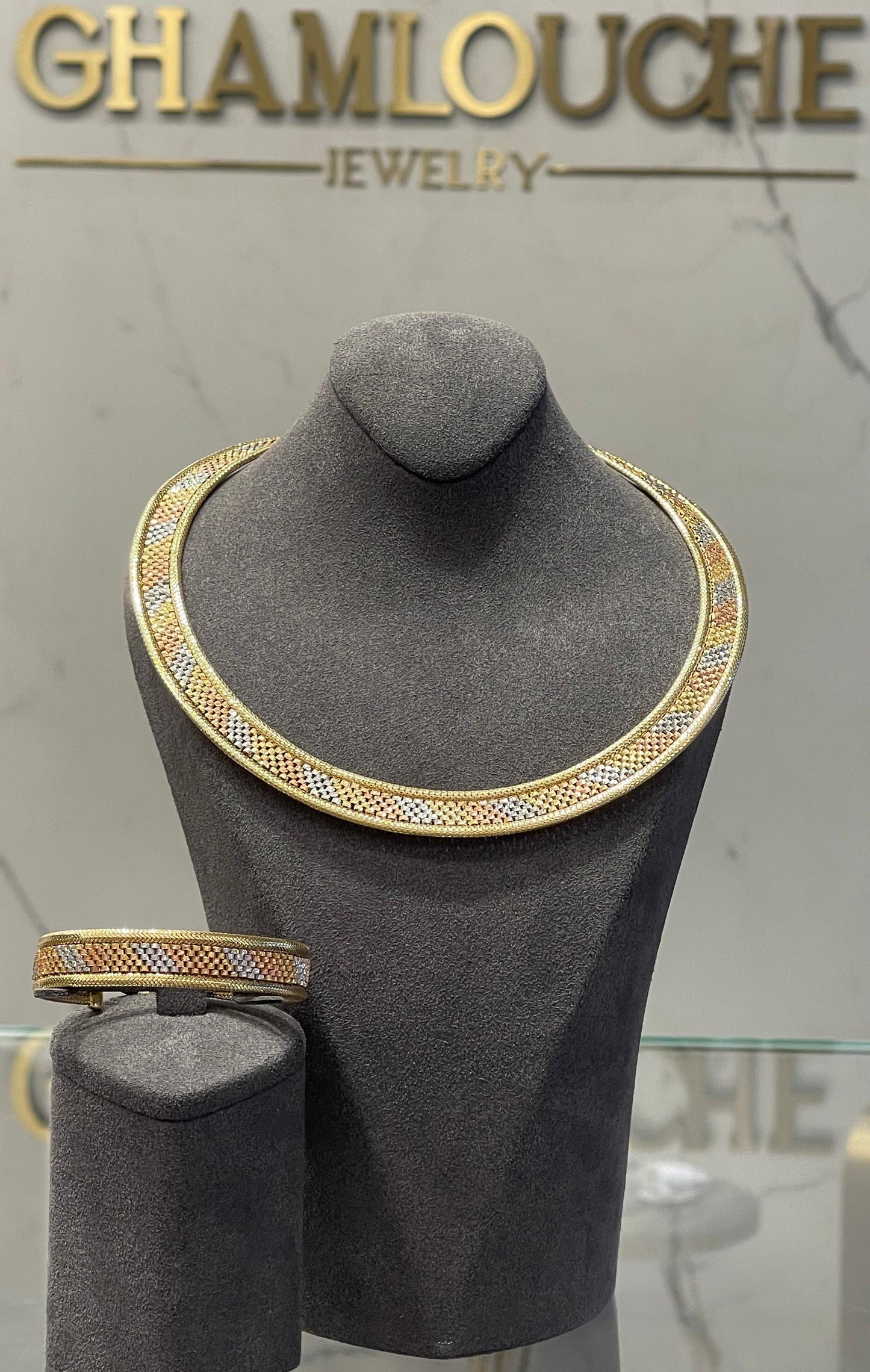18K Yellow , White and Rose Gold Set