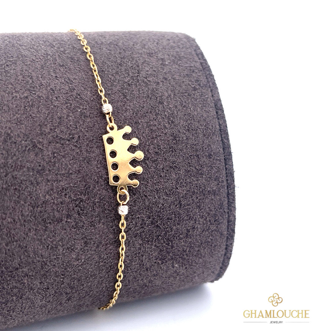 18K Yellow and White Gold Crown Bracelet