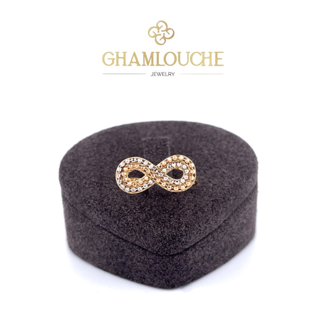 18K Yellow , White and Rose Gold Infinity Ring