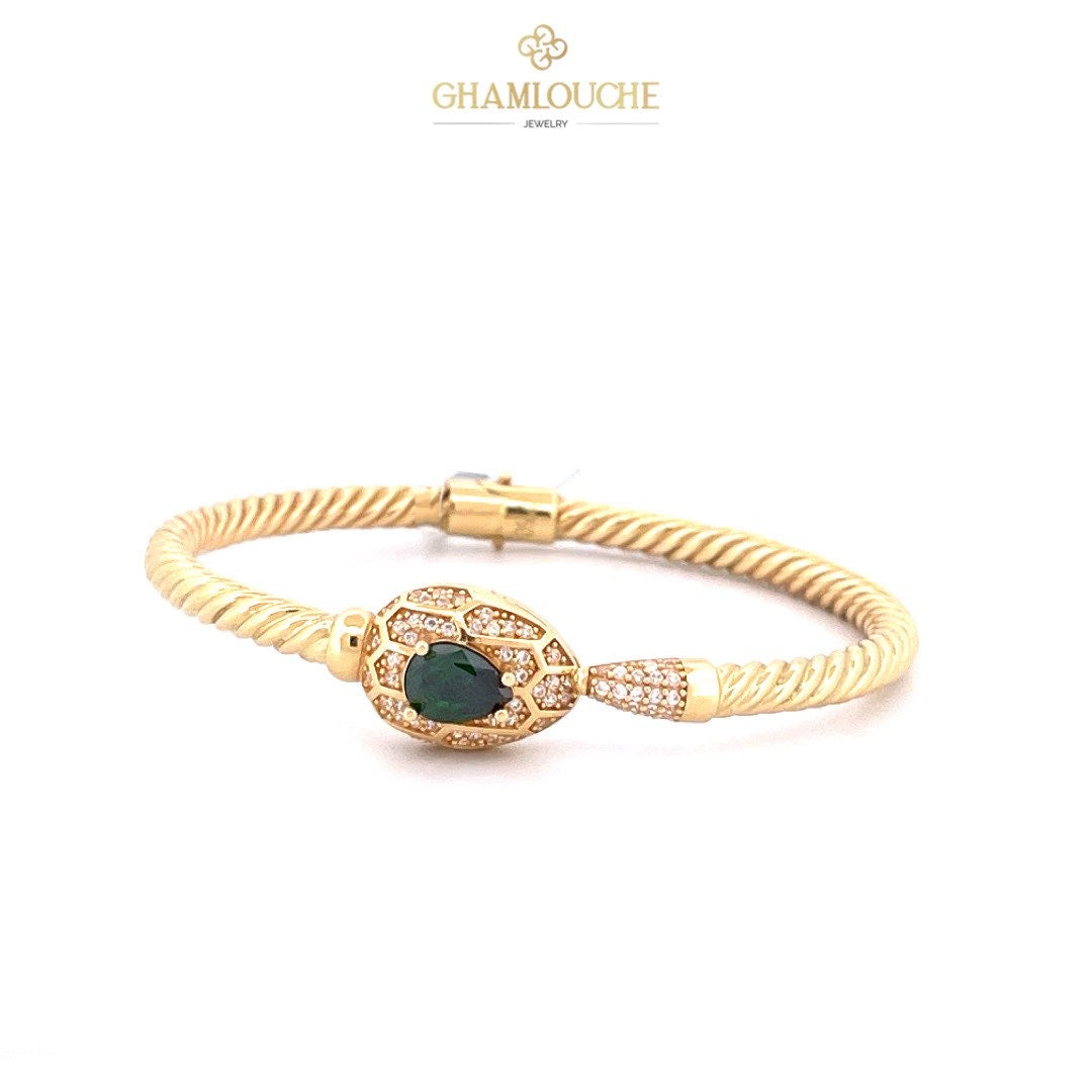 18K Gold Bangle with Stones