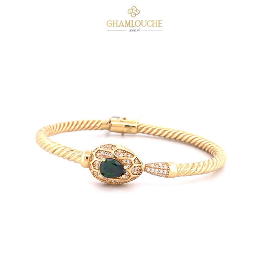 18K Gold Bangle with Stones