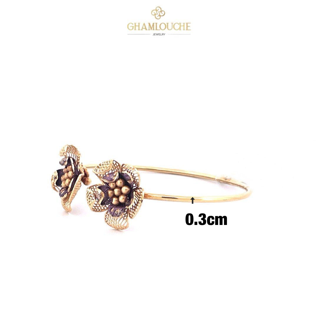 18K Italian Flower Gold Bangle