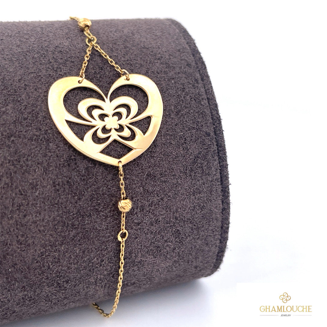 18K Gold Heart Simple Bracelet
