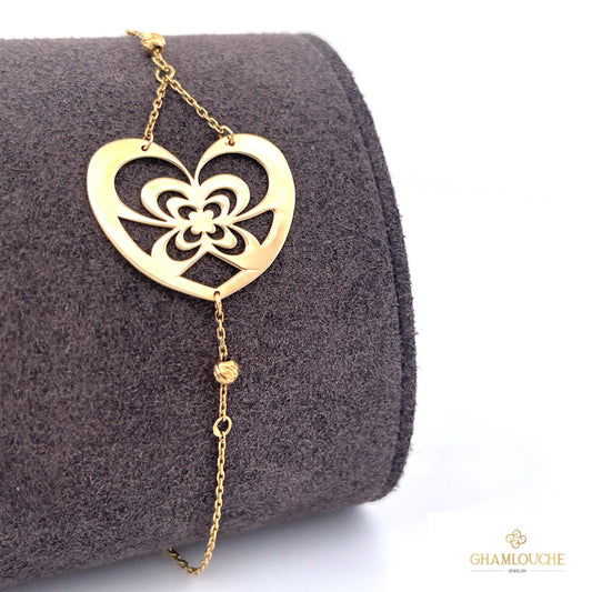 18K Gold Heart Simple Bracelet