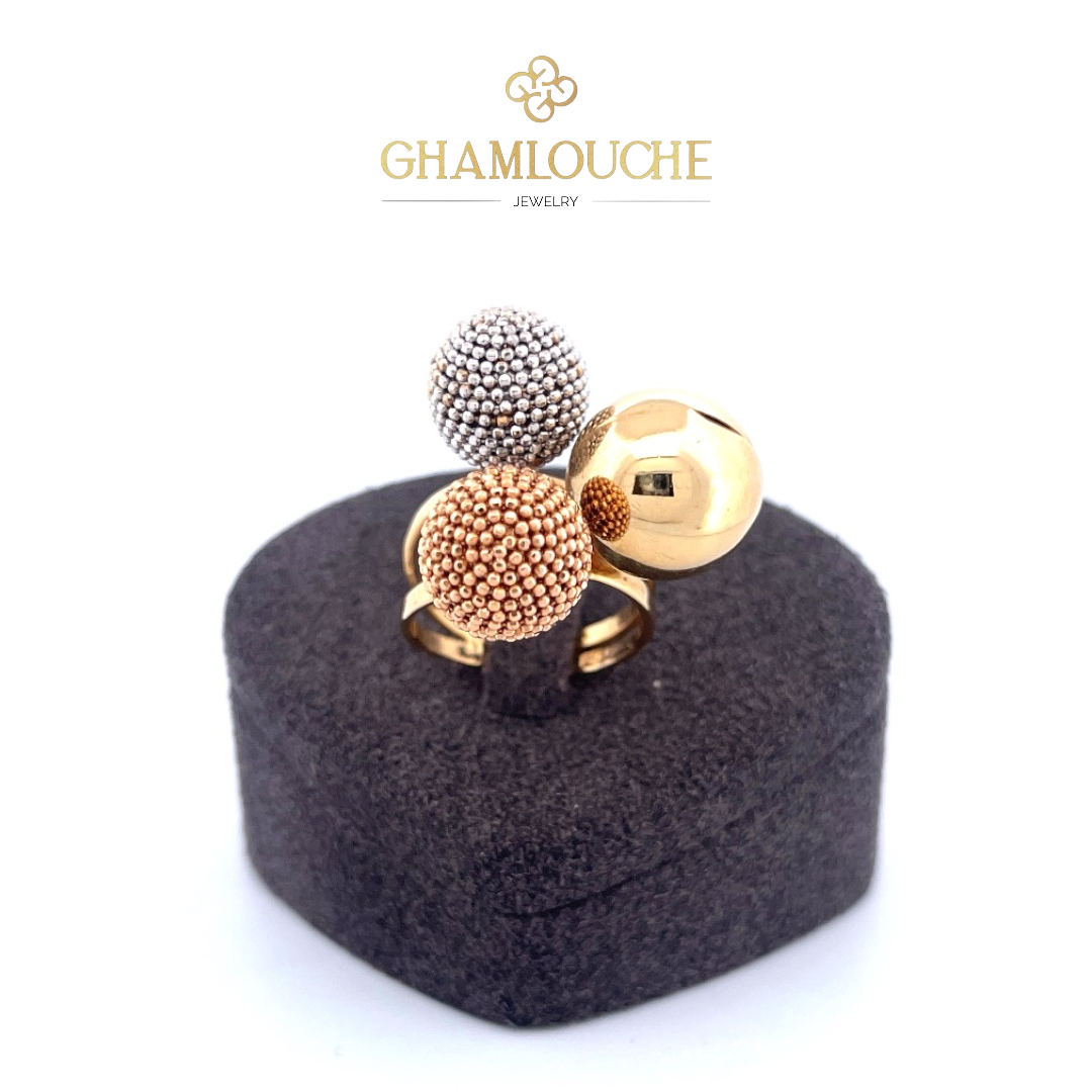 18K Yellow, White and Rose Gold Ring