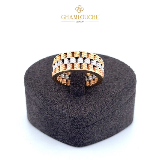 18K Yellow, White, and Rose Gold Ring