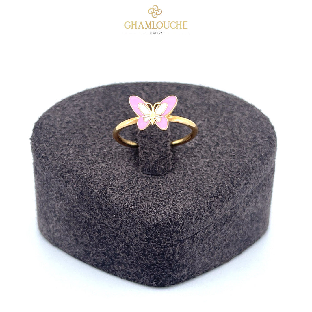 18K Gold Butterfly Kid’s Ring with Enamel