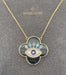 18K Gold Evil Eye Necklace with Enamel and Stones