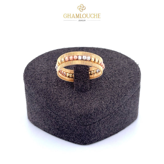 18K Italian Yellow, White, and Rose Gold Ring