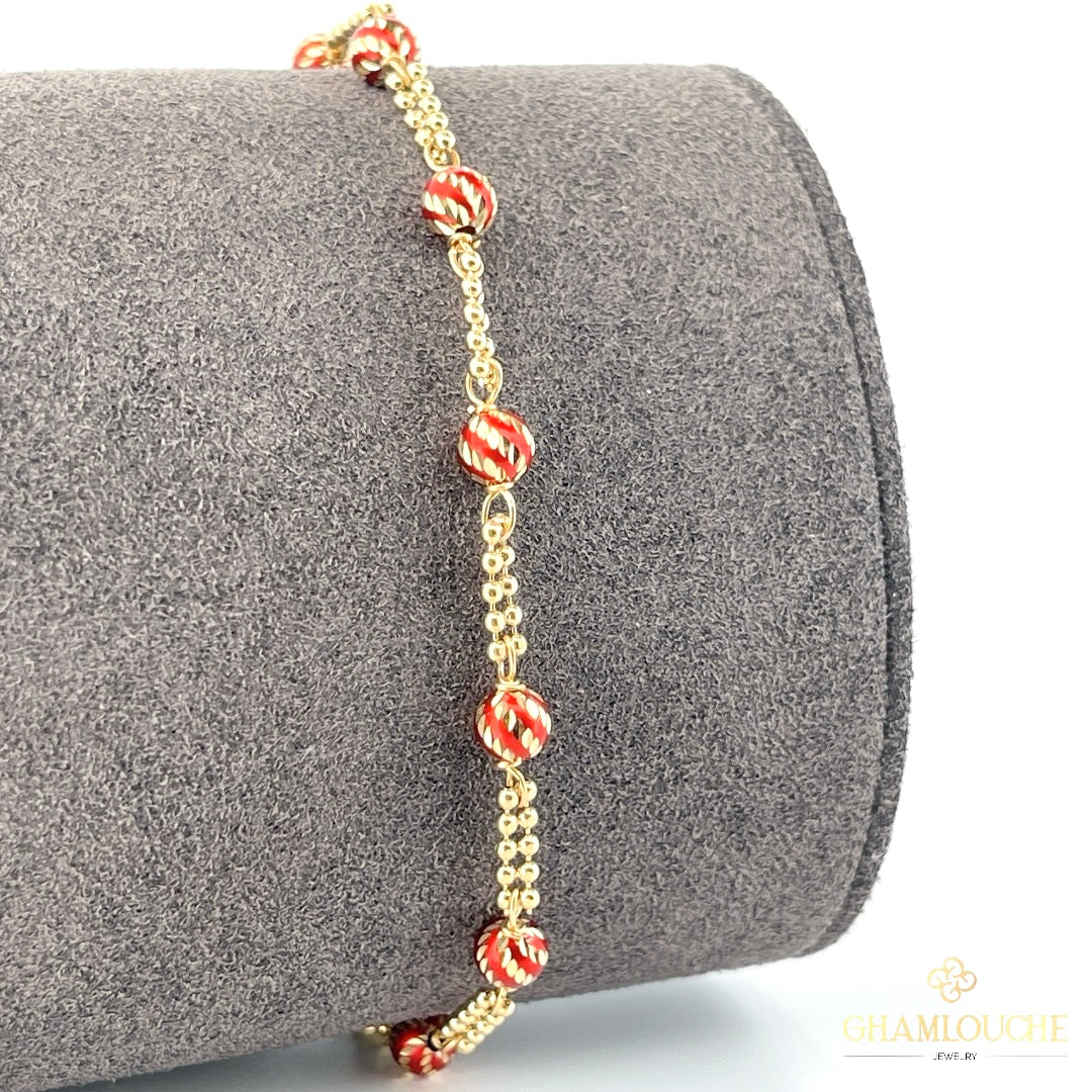 18K Italian Gold Modern Bracelet with Enamel