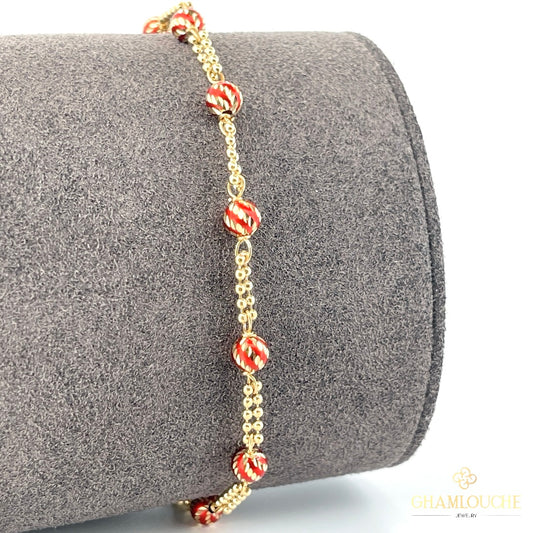 18K Italian Gold Modern Bracelet with Enamel