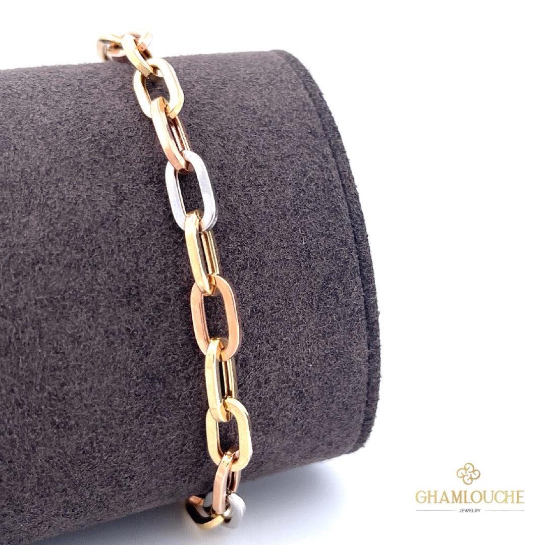 18K Yellow , White and Rose Gold Bracelet