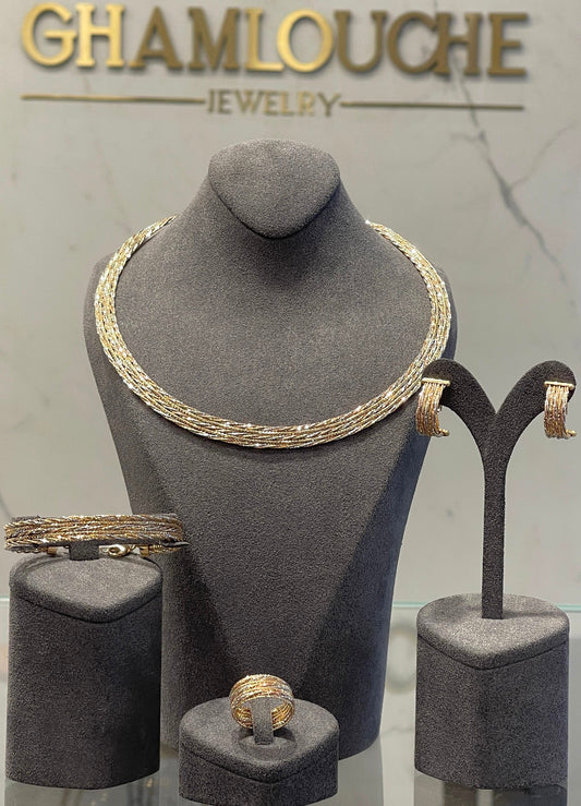 18K Italian Yellow , White and Rose Gold Set