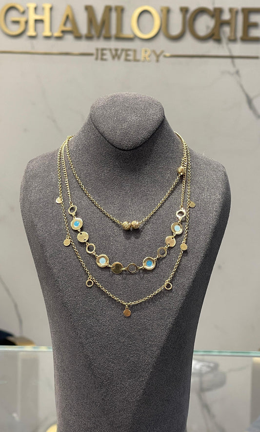 18K Gold Layered Necklace with Enamel