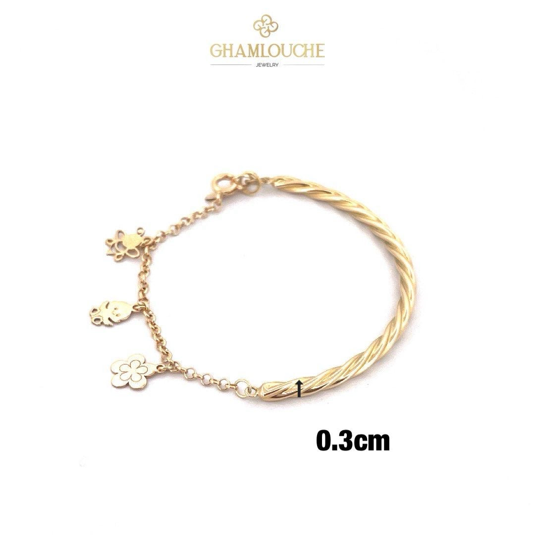 18K Gold Multi-Shapes Kid’s Girl Bangle