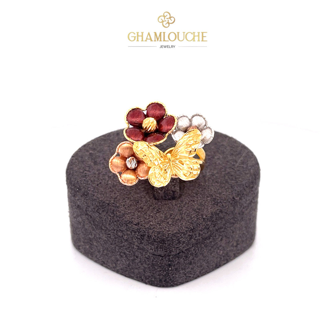 21K Yellow , White and Rose Gold Ring