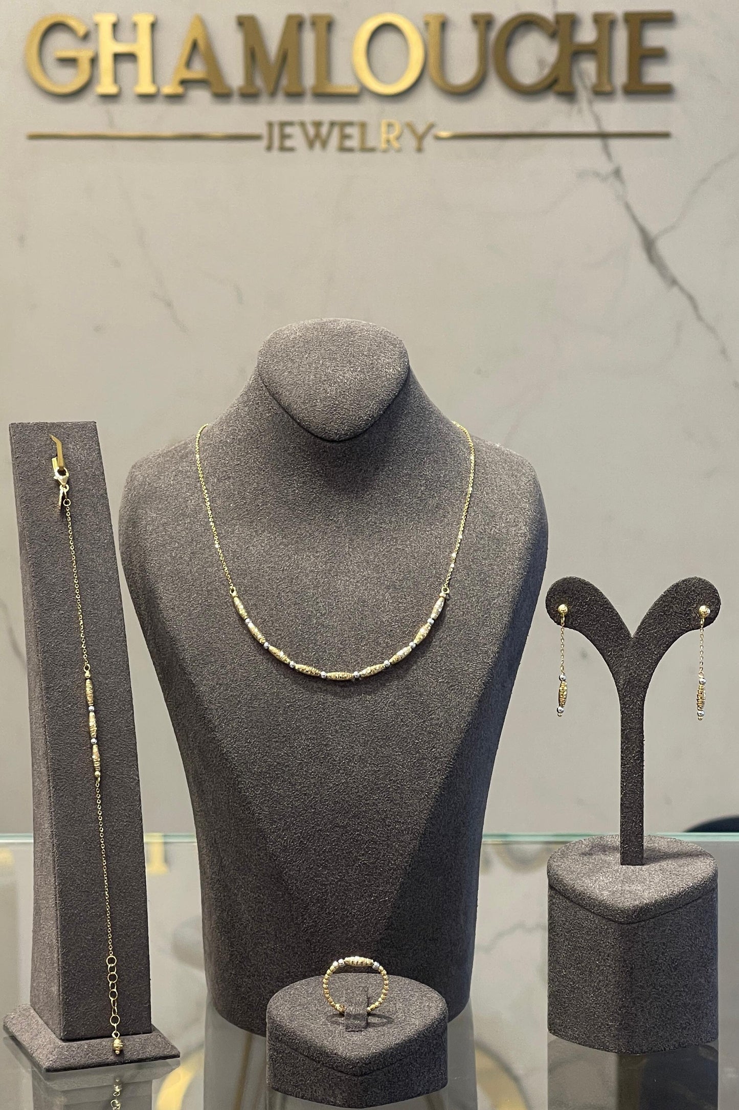 18K Italian Yellow and White Gold Set