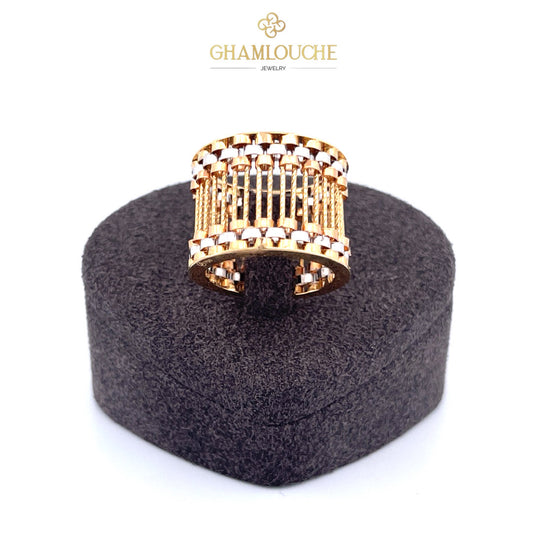 18K Yellow, White, and Rose Gold Ring