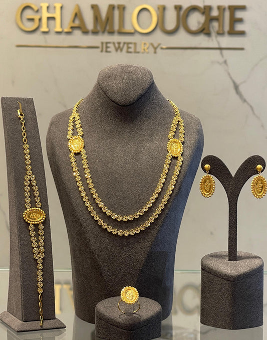 21K Gold Floral Layered Set
