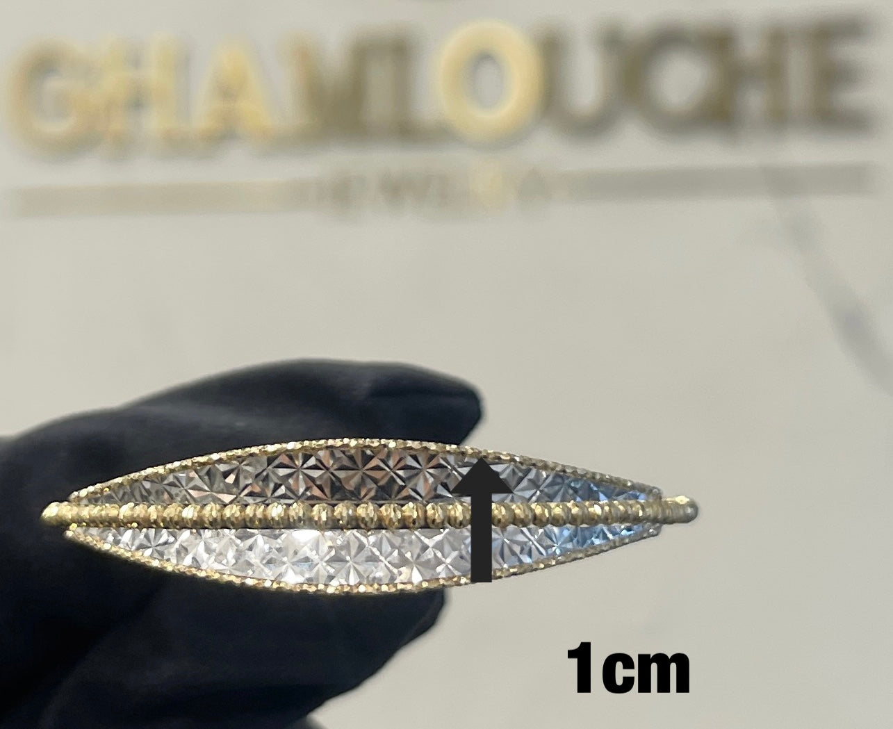 18K Italian Yellow and White Gold Bangle