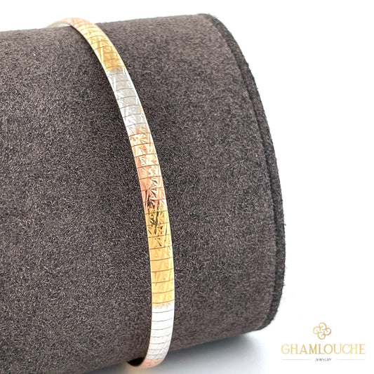 18K Italian Double Sided Yellow, White and Rose Gold Bracelet