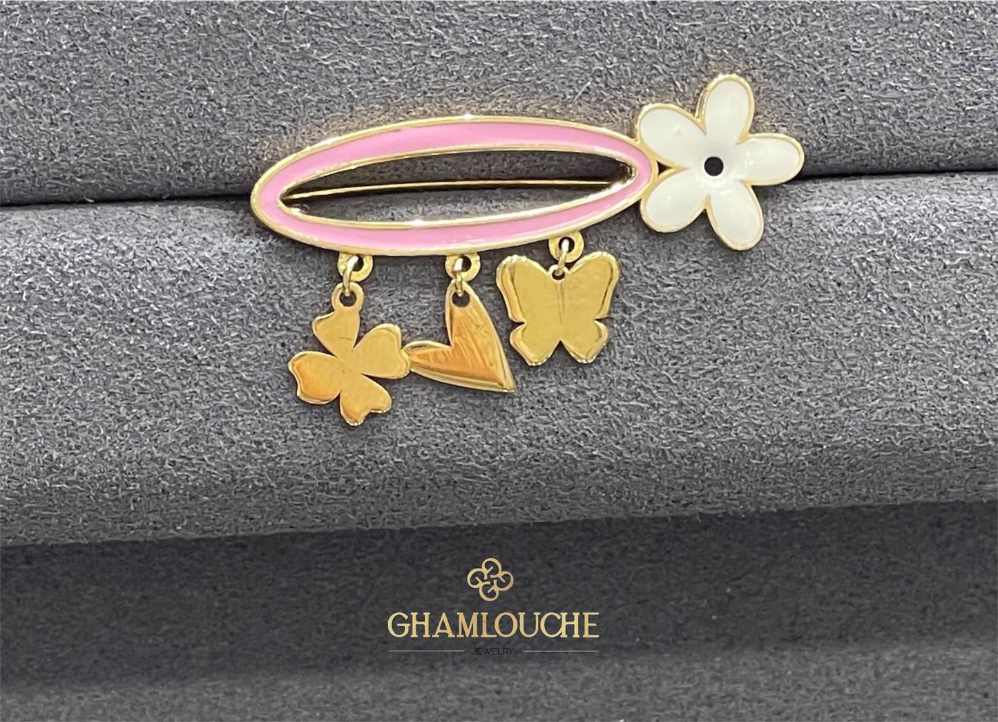 18K Gold Multi-Shape Kid’s Girl Pin with Enamel