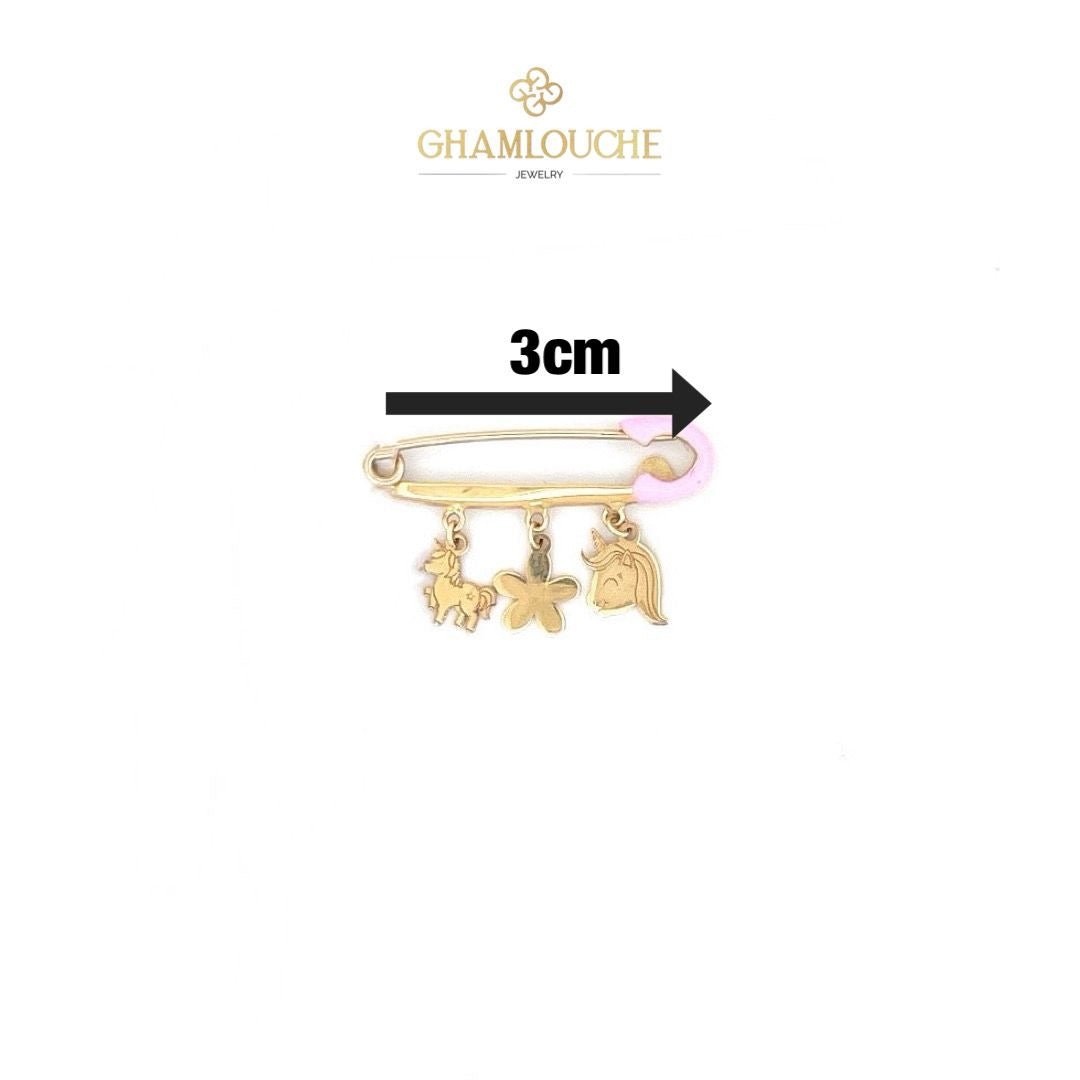 18K Gold Multi-Shape Kid’s Girl Pin with Enamel