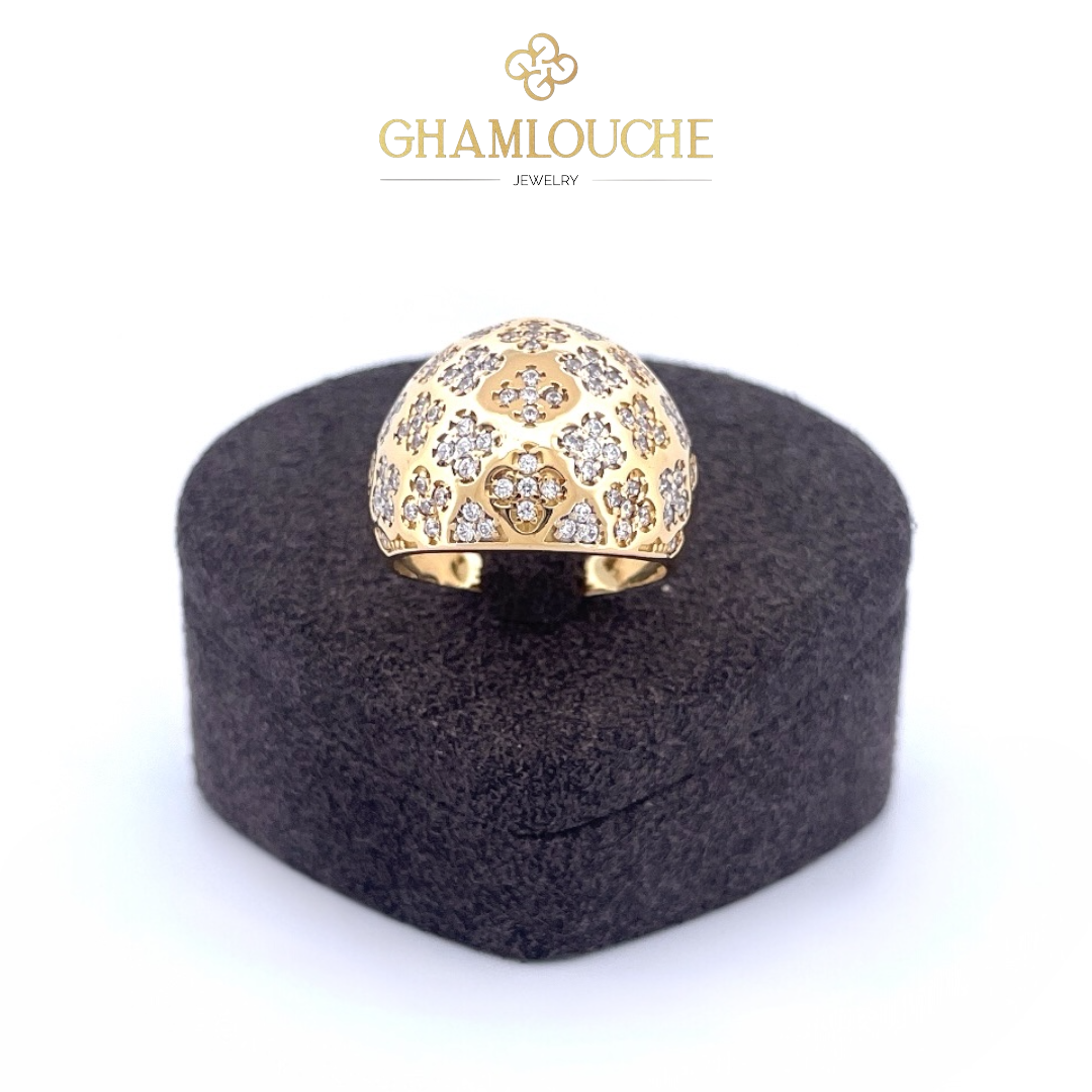 18K Gold Modern Ring with Stones