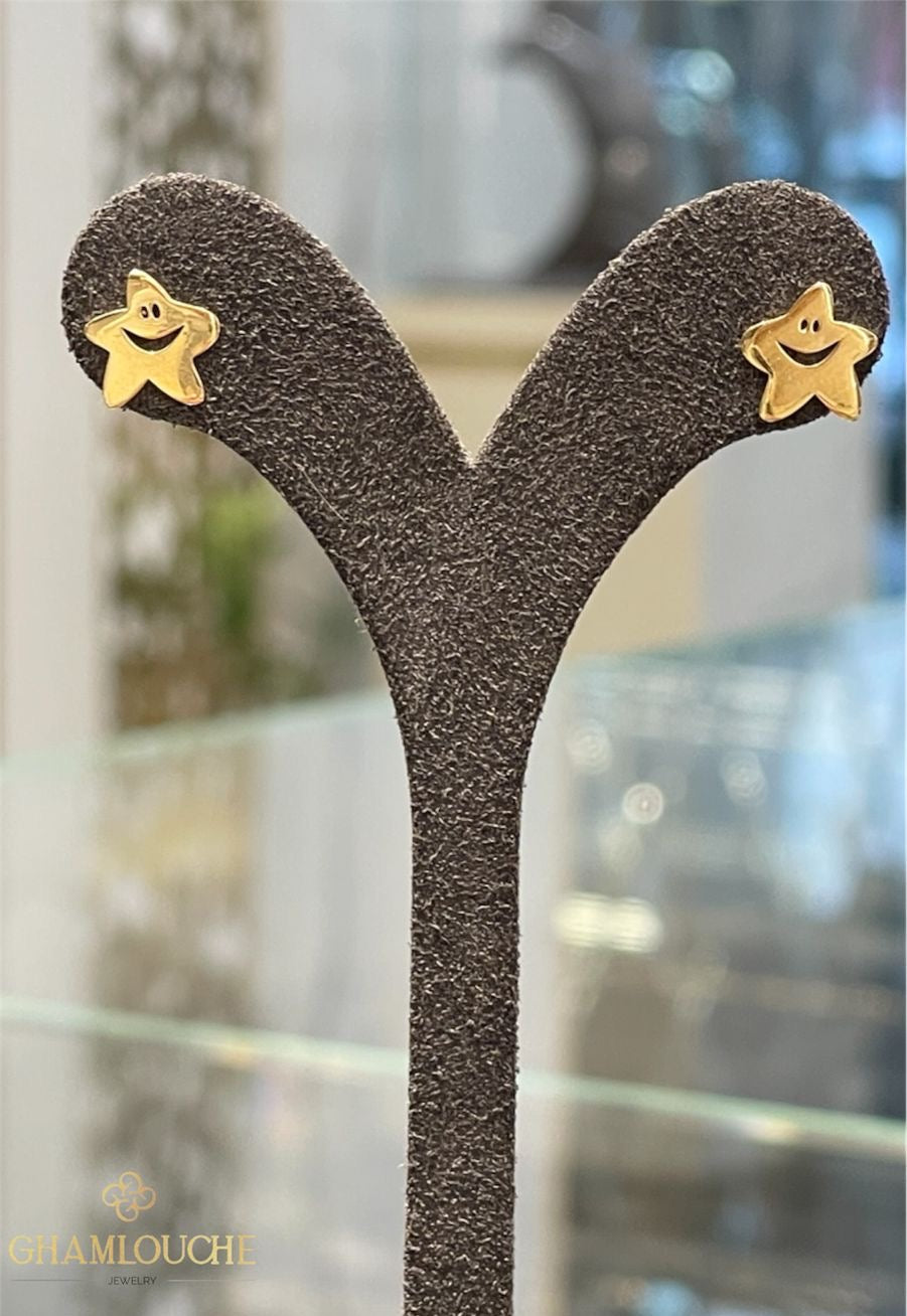 18K Gold Starfish Kid’s Girl Stud Earrings