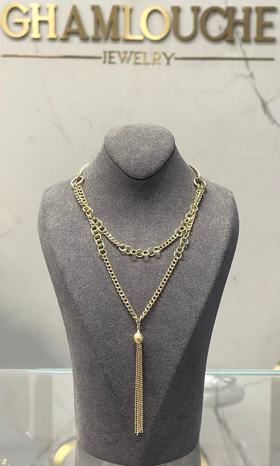 18K Gold Layered Tassel Necklace