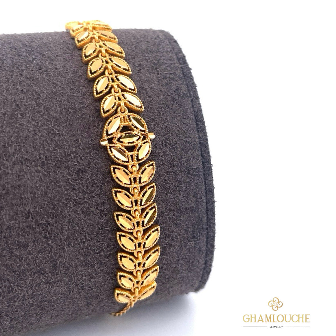 21K Gold Wheat Pattern Bracelet