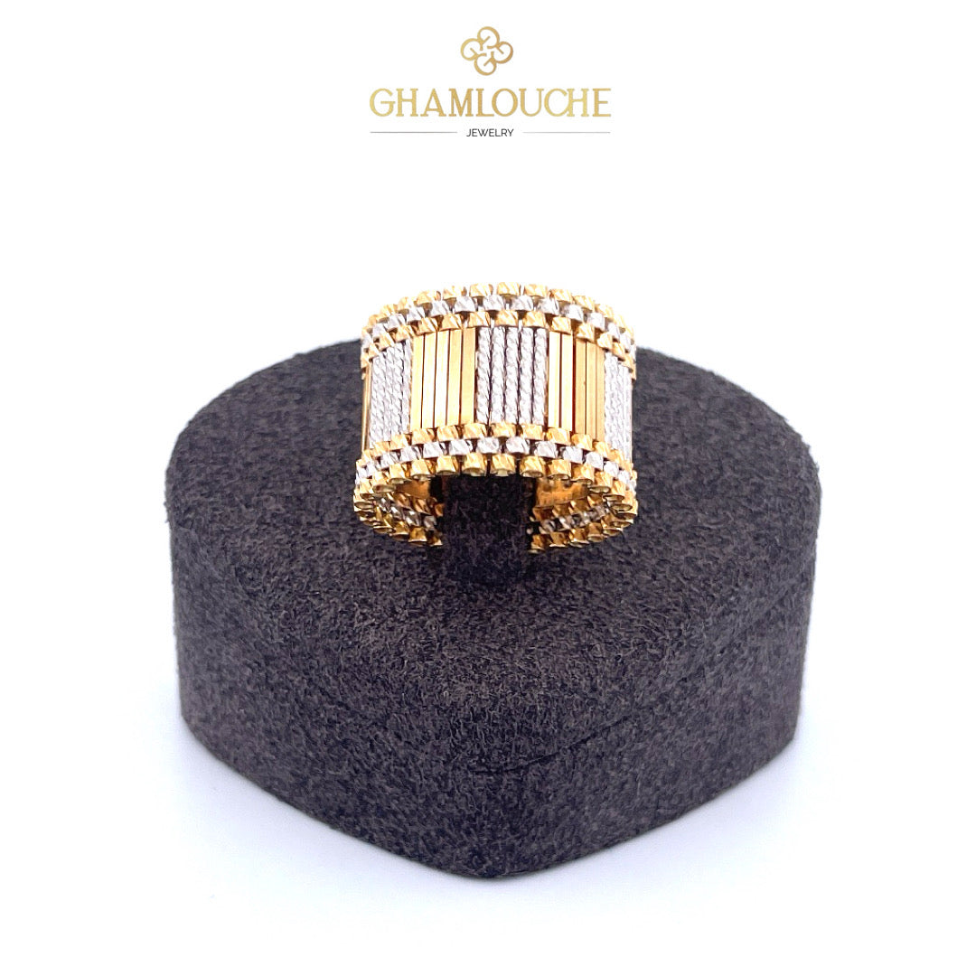 18K Italian Yellow and White Gold Ring
