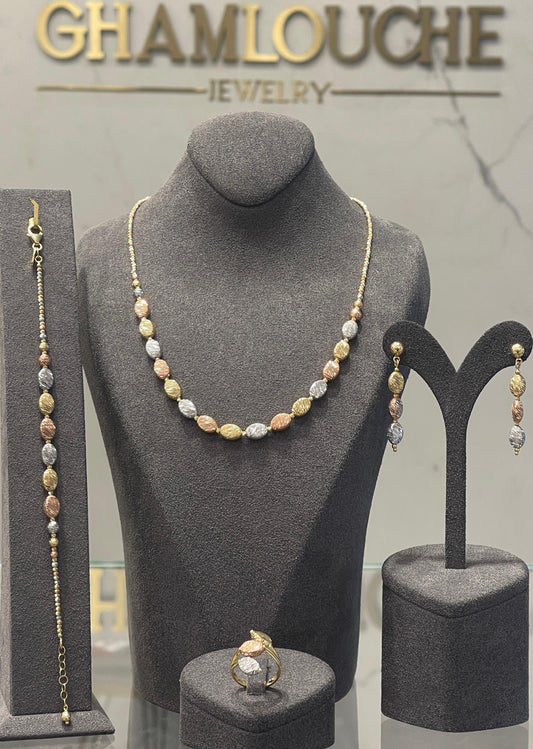 18k Italian Yellow , White and Rose Gold set
