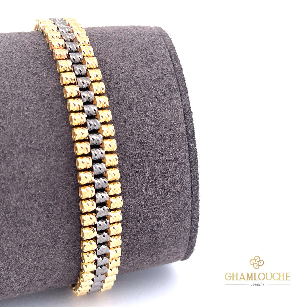 18K Italian Yellow and Black Gold Bracelet