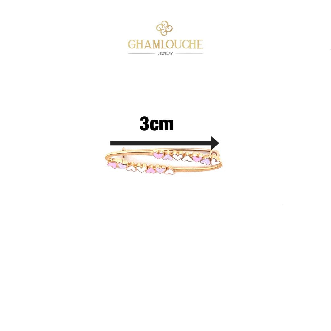 18K Gold Hearts Kid’s Girl Pin with Enamel