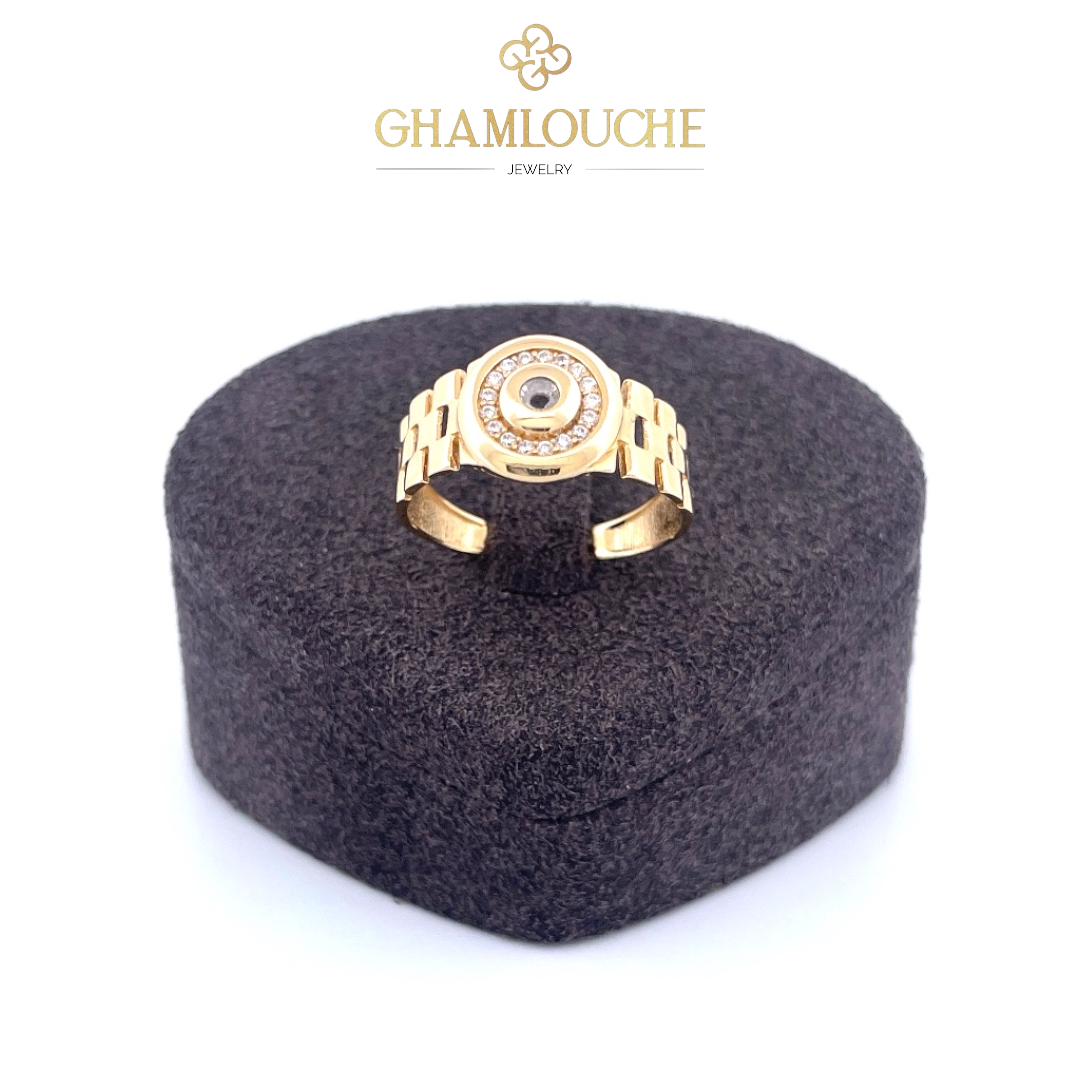 18K Gold Modern Ring with Stones