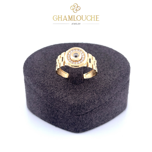18K Gold Modern Ring with Stones