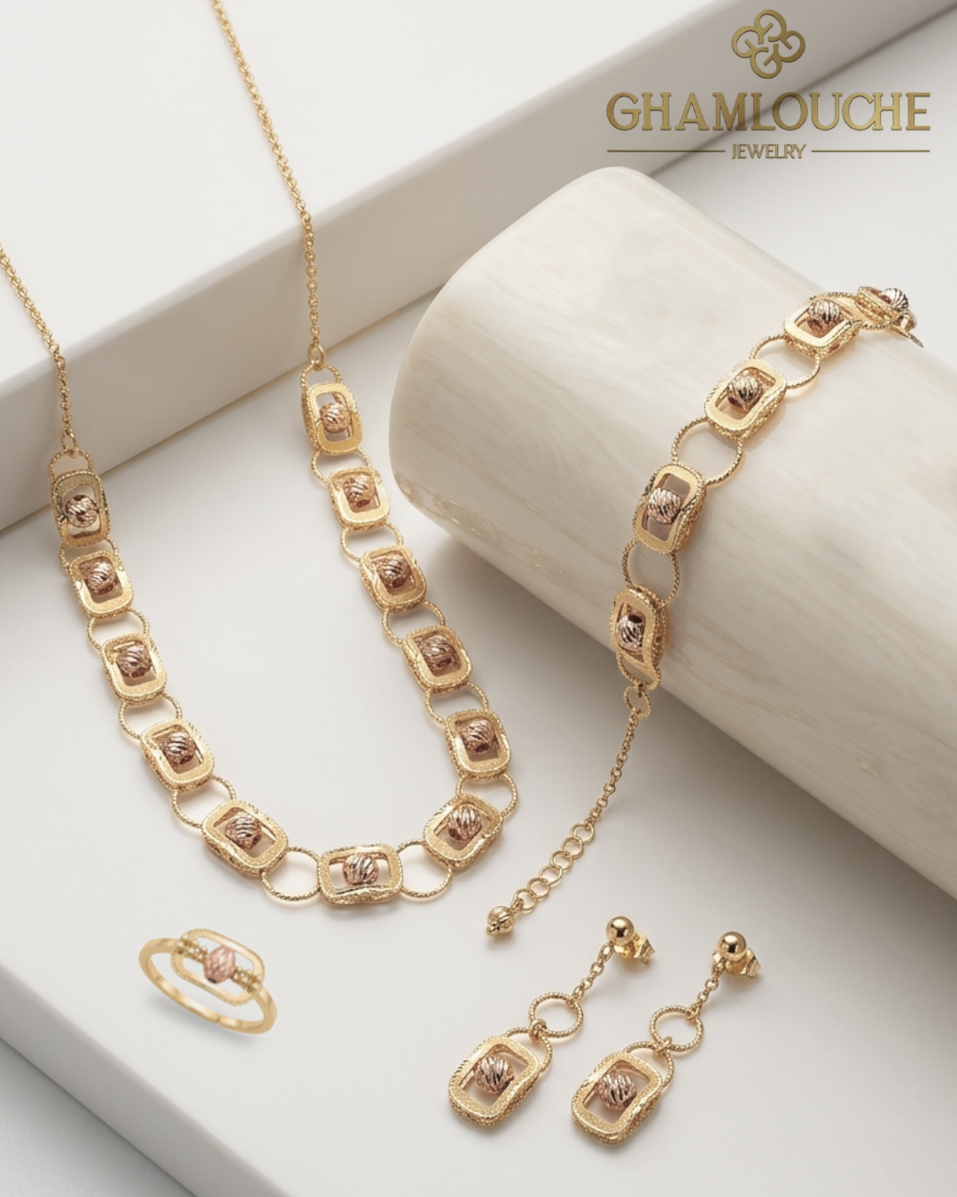 18K Italian Yellow and Rose Gold Set