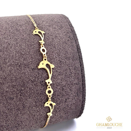18K Gold Kid’s Dolphins Bracelet
