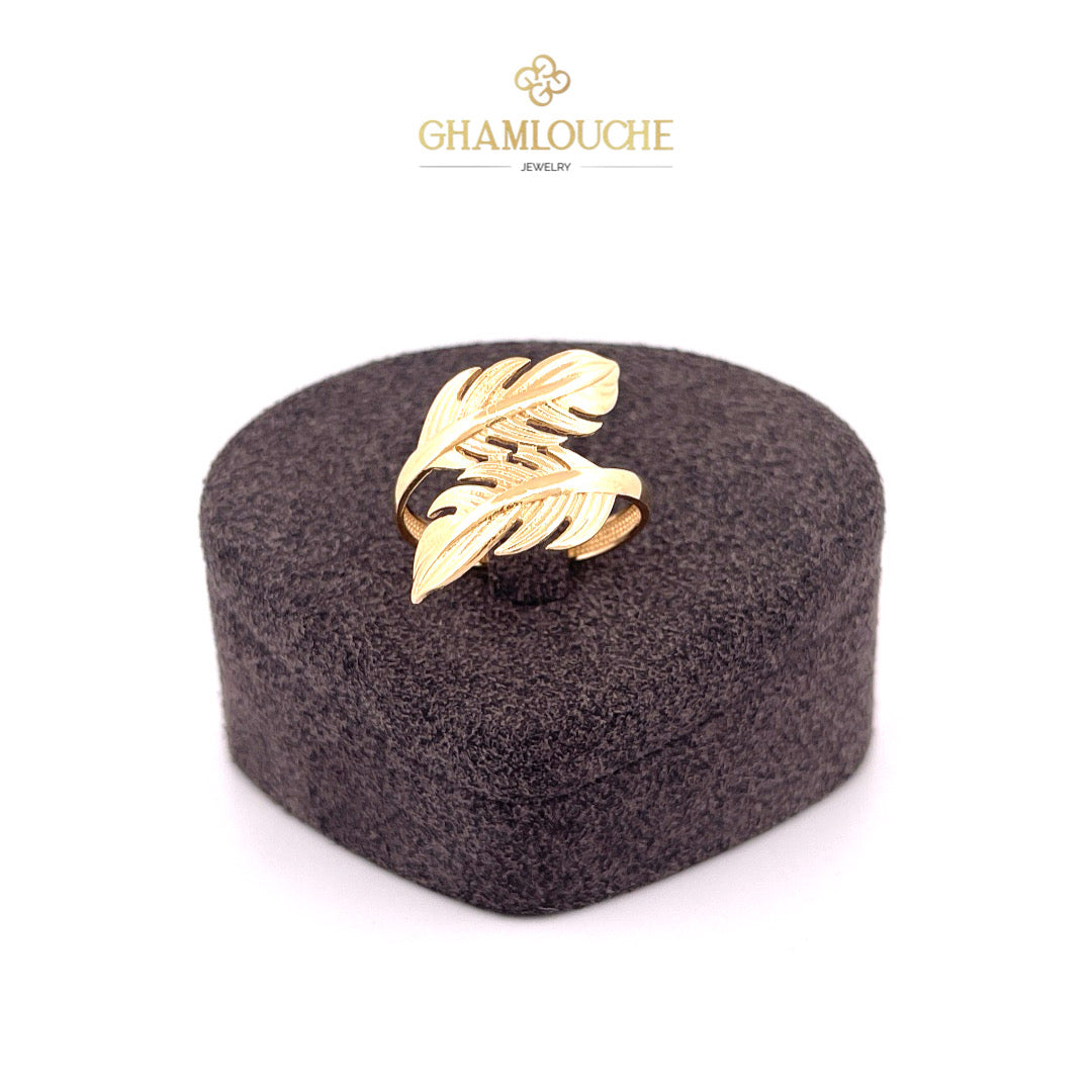 18K Gold Double Leaf Ring