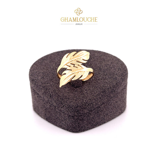 18K Gold Double Leaf Ring