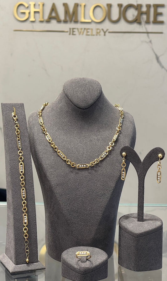18K Italian Yellow and White Gold Set