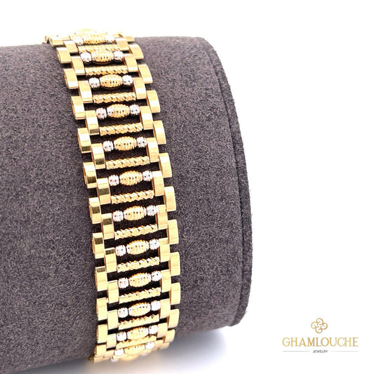 18K Italian Yellow and White Gold Bracelet