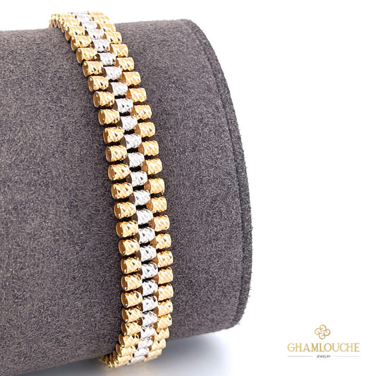 18K Italian Yellow and White Gold Bracelet