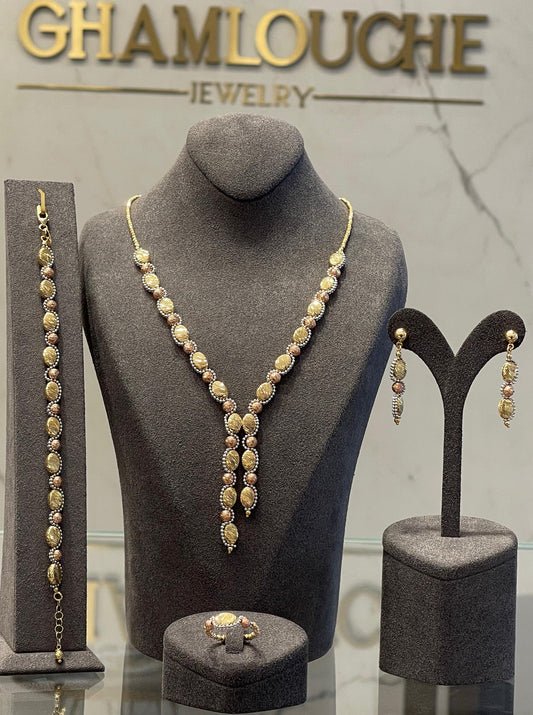 18K Italian Yellow , White and Rose Gold Set