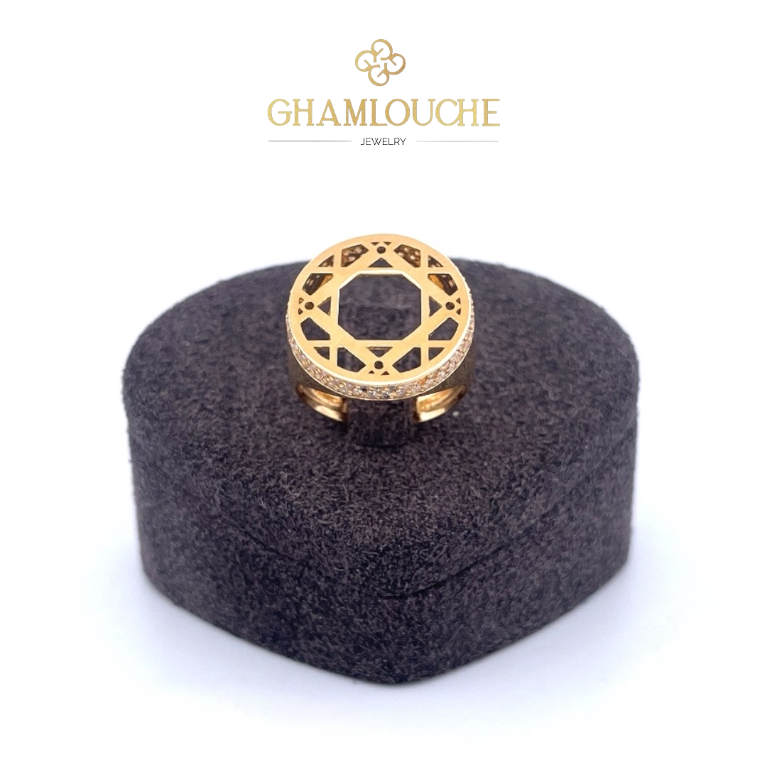 18K Gold Modern Ring with Stones