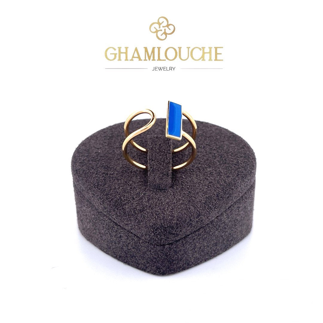 18K Modern Gold Ring with Enamel