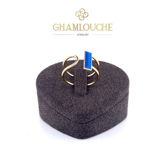 18K Modern Gold Ring with Enamel