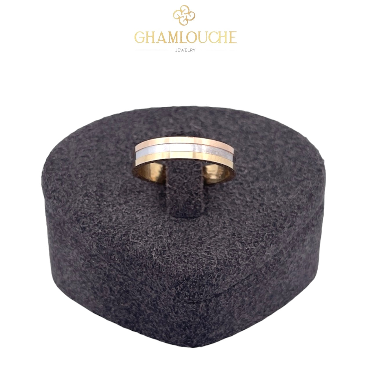 18K Yellow, White and Rose Gold Wedding Band